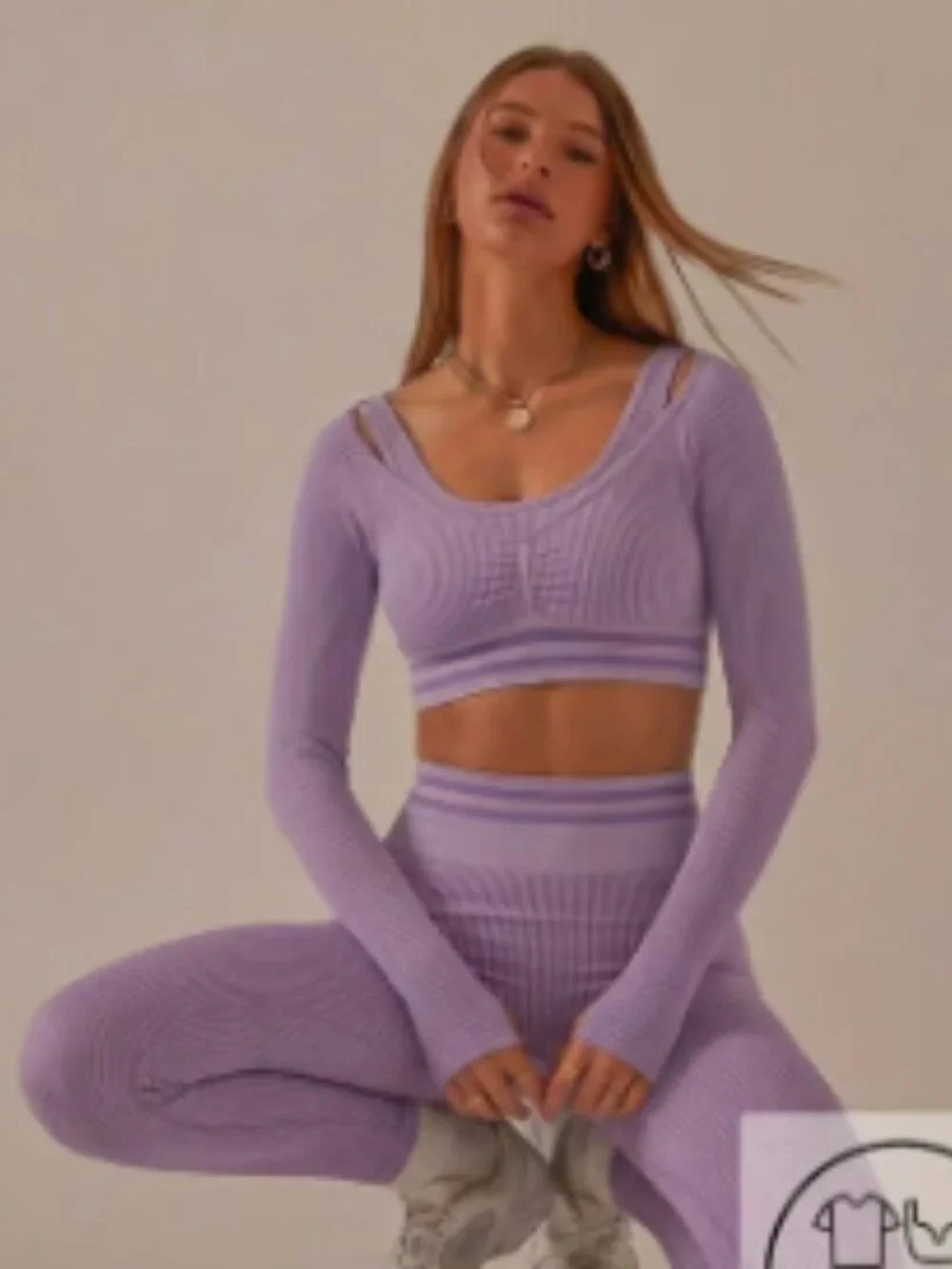 Seamless Leggings and Long Sleeve Crop Top Matching Set - Picture 10 of 10